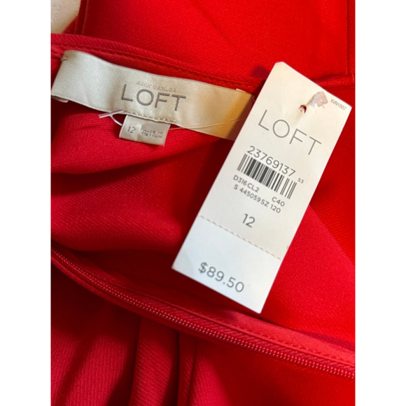 NWT LOFT Red Flutter Sleeve Dress Size 12 Work Wedding Cocktail - Picture 3 of 4